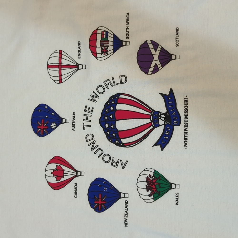 Best Vintage 90’s Hot Air Balloon Around The World Shirt XXL Northwest Missouri